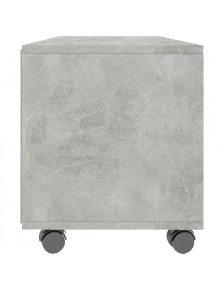 Mobile TV con Ruote Grigio Cemento 90x35x35 cm in Multistrato