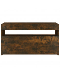 Mobile Porta TV con Luci LED Rovere Fumo 75x35x40 cm 2