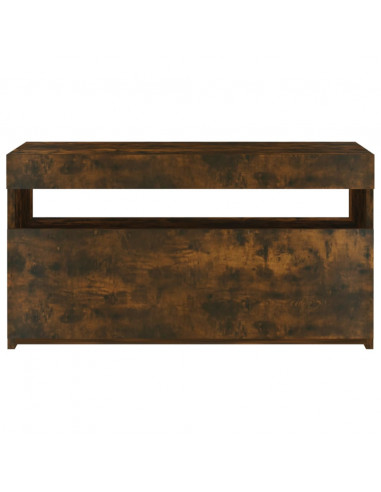 Mobile Porta TV con Luci LED Rovere Fumo 75x35x40 cm