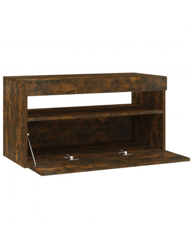 Mobile Porta TV con Luci LED Rovere Fumo 75x35x40 cm