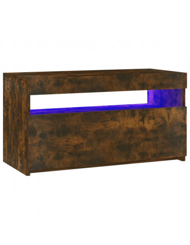 Mobile Porta TV con Luci LED Rovere Fumo 75x35x40 cm