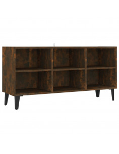 Mobile TV con Gambe in Metallo Rovere Fumo 103,5x30x50 cm 2