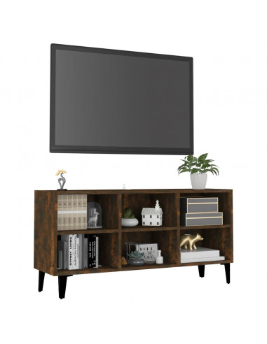 Mobile TV con Gambe in Metallo Rovere Fumo 103,5x30x50 cm