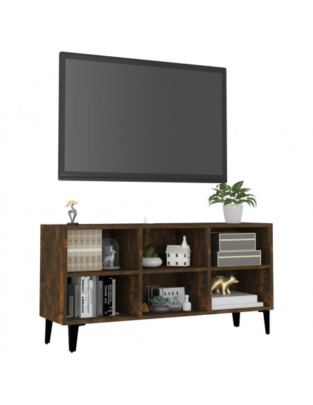 Mobile TV con Gambe in Metallo Rovere Fumo 103,5x30x50 cm