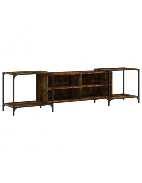 Mobile Porta TV Rovere Fumo 203x37x50 cm in Legno Multistrato