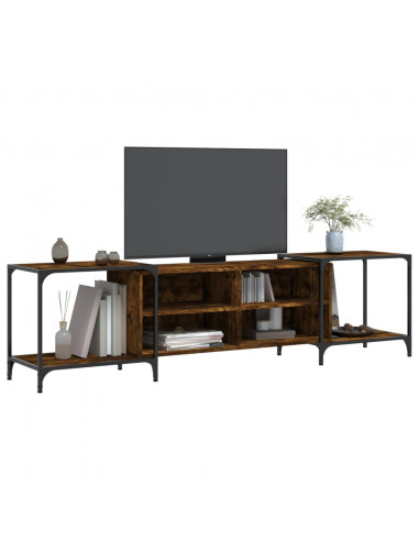 Mobile Porta TV Rovere Fumo 203x37x50 cm in Legno Multistrato