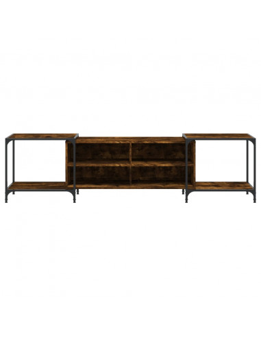 Mobile Porta TV Rovere Fumo 203x37x50 cm in Legno Multistrato