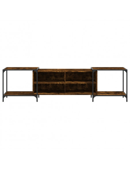 Mobile Porta TV Rovere Fumo 203x37x50 cm in Legno Multistrato