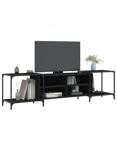 Mobile Porta TV Nero 203x37x50 cm in Legno Multistrato