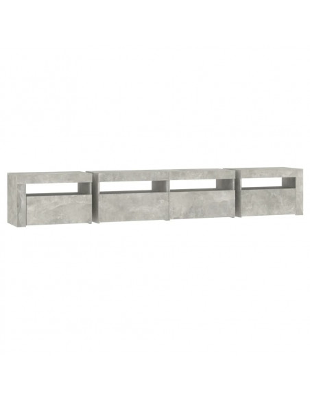 Mobile Porta TV con Luci LED Grigio Cemento 240x35x40 cm