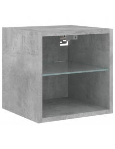 Mobile TV a Parete con Luci LED Grigio Cemento 30x28,5x30 cm 2