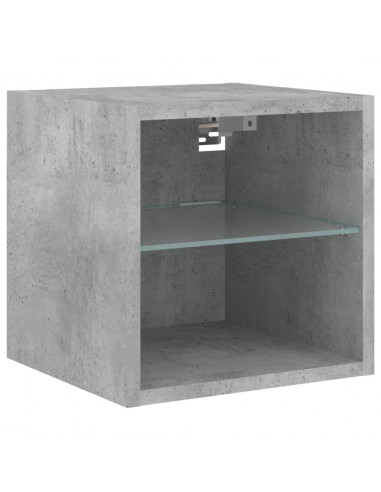 Mobile TV a Parete con Luci LED Grigio Cemento 30x28,5x30 cm
