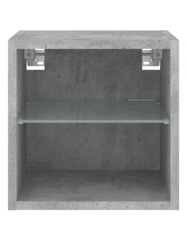 Mobile TV a Parete con Luci LED Grigio Cemento 30x28,5x30 cm
