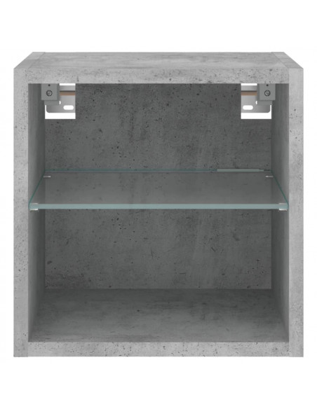 Mobile TV a Parete con Luci LED Grigio Cemento 30x28,5x30 cm