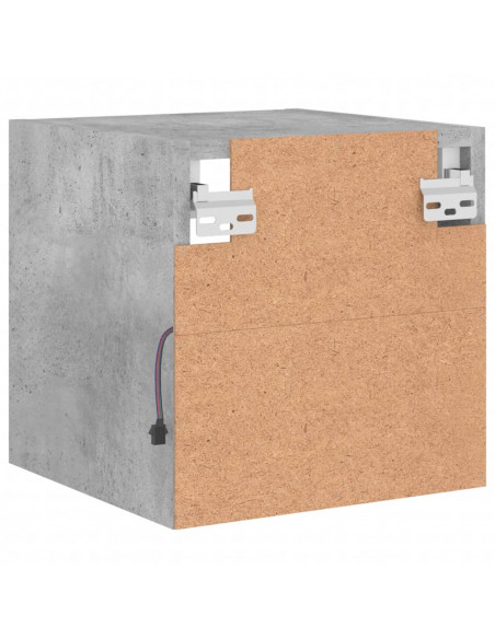 Mobile TV a Parete con Luci LED Grigio Cemento 30x28,5x30 cm