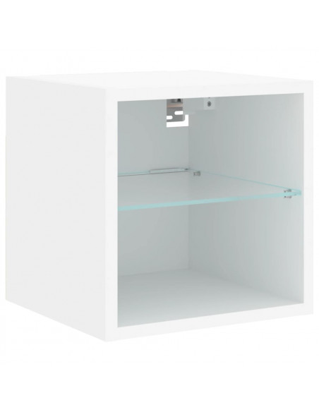 Mobili TV a Parete con Luci LED 2pz Bianchi 30x28,5x30 cm