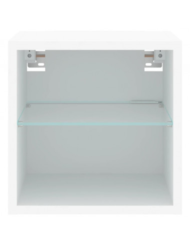 Mobili TV a Parete con Luci LED 2pz Bianchi 30x28,5x30 cm