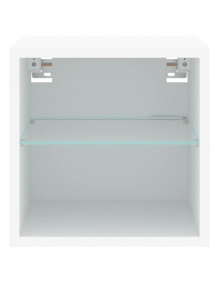 Mobili TV a Parete con Luci LED 2pz Bianchi 30x28,5x30 cm