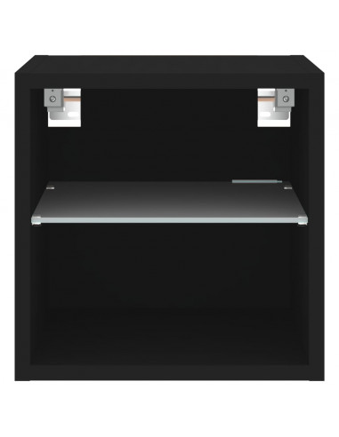 Mobili TV a Parete con Luci LED 2pz Neri 30x28,5x30 cm