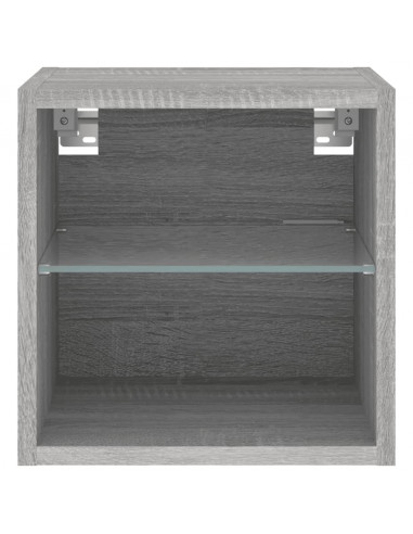 Mobile TV a Parete con Luci LED Grigio Sonoma 30x28,5x30 cm