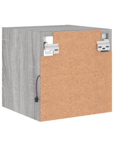 Mobile TV a Parete con Luci LED Grigio Sonoma 30x28,5x30 cm