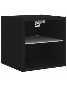 Mobile TV a Parete con Luci LED Nero 30x28,5x30 cm 2