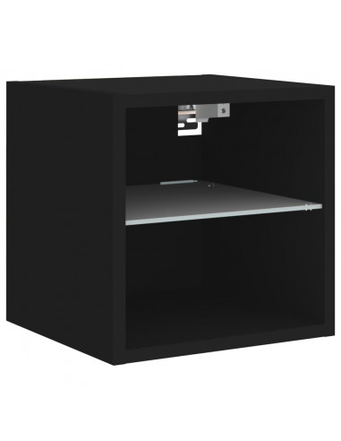 Mobile TV a Parete con Luci LED Nero 30x28,5x30 cm