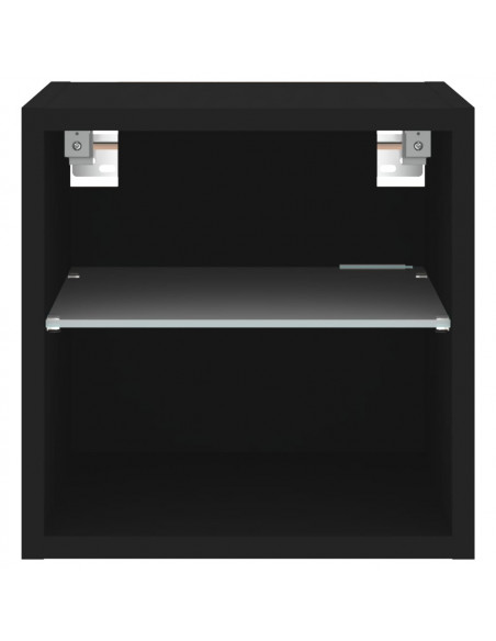 Mobile TV a Parete con Luci LED Nero 30x28,5x30 cm