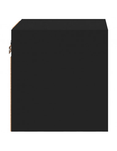 Mobile TV a Parete con Luci LED Nero 30x28,5x30 cm