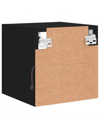 Mobile TV a Parete con Luci LED Nero 30x28,5x30 cm