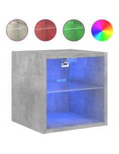 Mobili TV a Parete con Luci LED 2pz Grigio Cemento 30x28,5x30cm 2