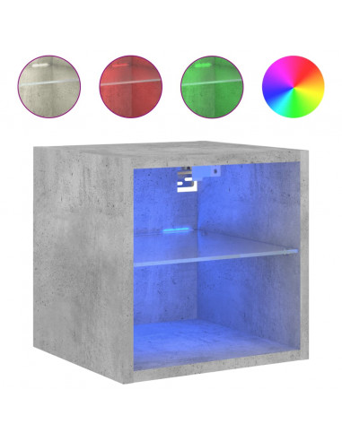 Mobili TV a Parete con Luci LED 2pz Grigio Cemento 30x28,5x30cm