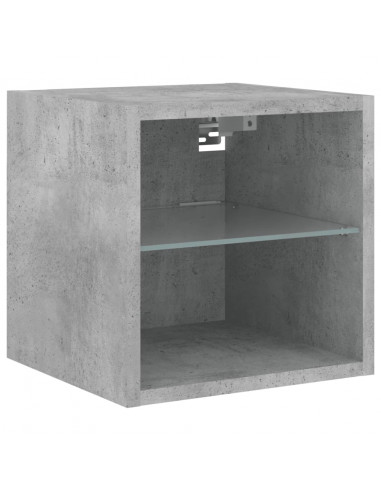 Mobili TV a Parete con Luci LED 2pz Grigio Cemento 30x28,5x30cm