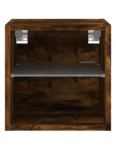 Mobili TV a Parete con Luci LED 2pz Rovere Fumo 30x28,5x30 cm