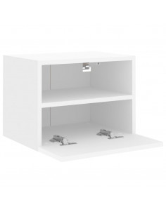 Mobili TV a Parete 2pz Bianchi 40x30x30 cm in Legno Multistrato 2