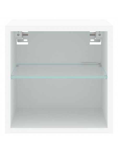 Mobile TV a Parete con Luci LED Bianco 30x28,5x30 cm