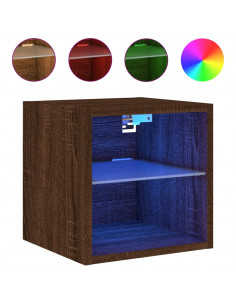 Mobili TV a Parete con Luci LED 2pz Rovere Marrone 30x28,5x30cm 2
