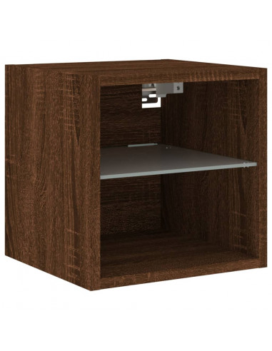 Mobili TV a Parete con Luci LED 2pz Rovere Marrone 30x28,5x30cm