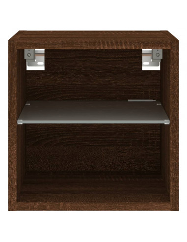 Mobili TV a Parete con Luci LED 2pz Rovere Marrone 30x28,5x30cm