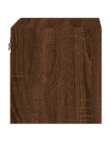 Mobili TV a Parete con Luci LED 2pz Rovere Marrone 30x28,5x30cm