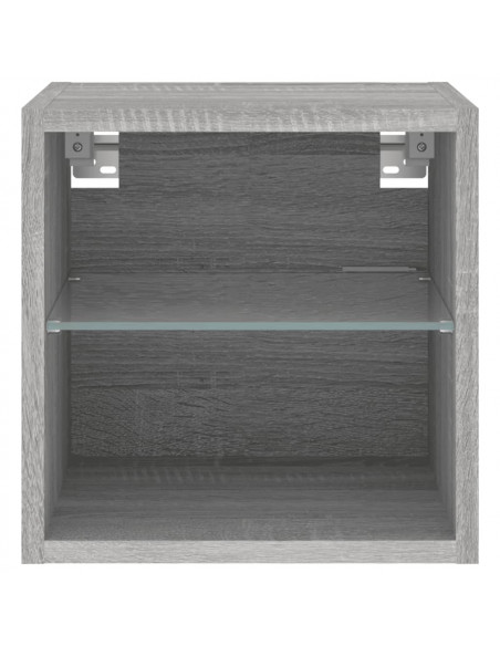 Mobili TV a Parete con Luci LED 2pz Grigio Sonoma 30x28,5x30 cm
