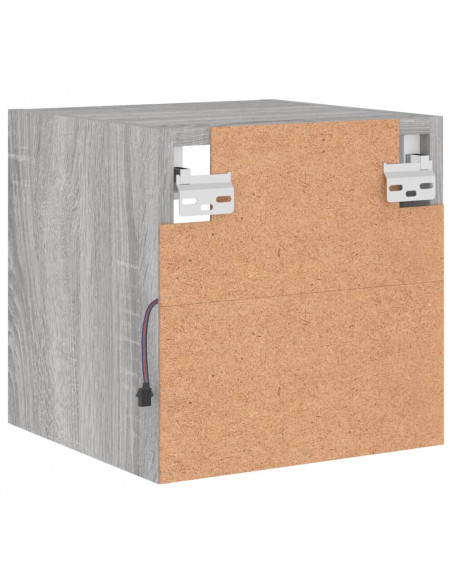 Mobili TV a Parete con Luci LED 2pz Grigio Sonoma 30x28,5x30 cm