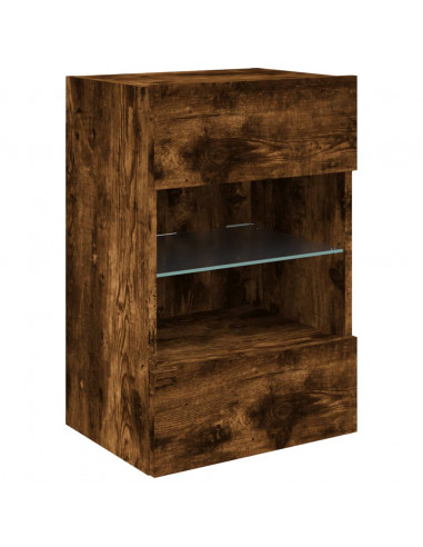 Mobili TV a Parete con Luci LED 2pz Rovere Fumo 40x30x60,5 cm