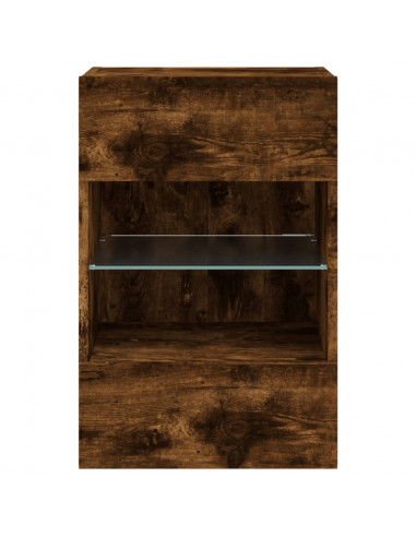 Mobili TV a Parete con Luci LED 2pz Rovere Fumo 40x30x60,5 cm