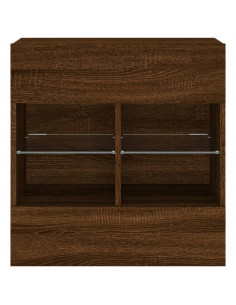 Mobile TV a Parete con Luci LED Rovere Marrone 58,5x30x60,5 cm 2