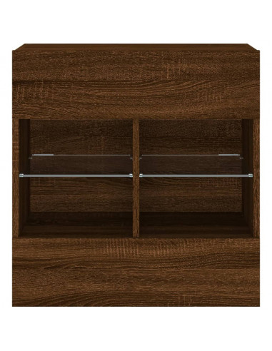 Mobile TV a Parete con Luci LED Rovere Marrone 58,5x30x60,5 cm