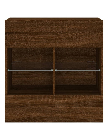Mobile TV a Parete con Luci LED Rovere Marrone 58,5x30x60,5 cm