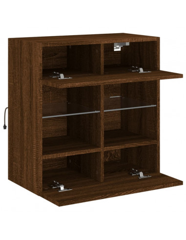 Mobile TV a Parete con Luci LED Rovere Marrone 58,5x30x60,5 cm