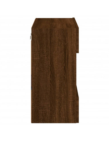 Mobile TV a Parete con Luci LED Rovere Marrone 58,5x30x60,5 cm