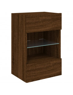 Mobili TV a Parete con Luci LED 2pz Rovere Marrone 40x30x60,5cm 2